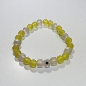 Yellow and White Beaded Bracelet